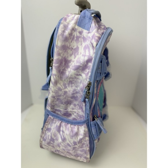 Pottery Barn Kids Mackenzie Rolling Backpack Lavender Tie Dye Heart Purple Used - Picture 5 of 9